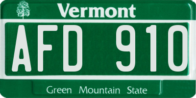 VT license plate AFD910