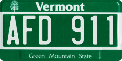 VT license plate AFD911