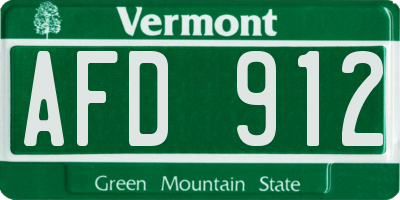 VT license plate AFD912