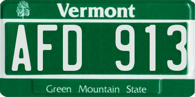 VT license plate AFD913