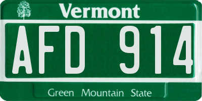 VT license plate AFD914