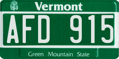 VT license plate AFD915
