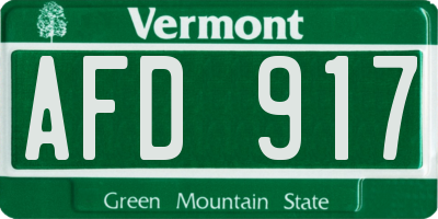 VT license plate AFD917
