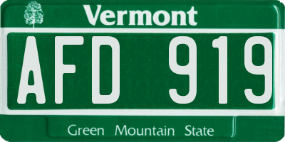 VT license plate AFD919