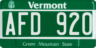 VT license plate AFD920