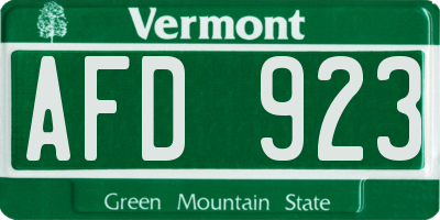 VT license plate AFD923