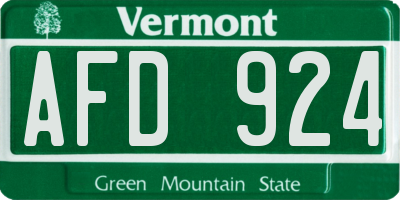 VT license plate AFD924