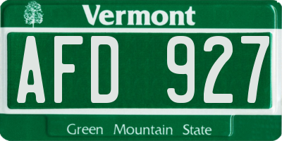 VT license plate AFD927