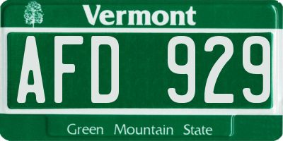 VT license plate AFD929