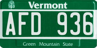 VT license plate AFD936