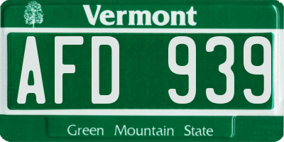 VT license plate AFD939