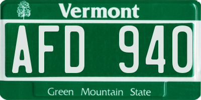 VT license plate AFD940