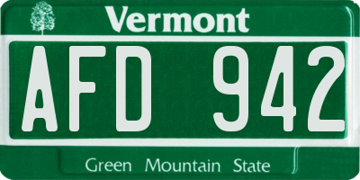 VT license plate AFD942