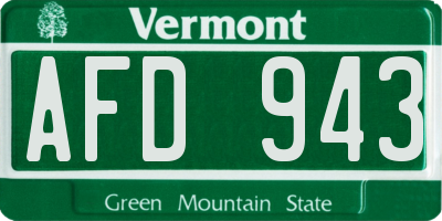 VT license plate AFD943