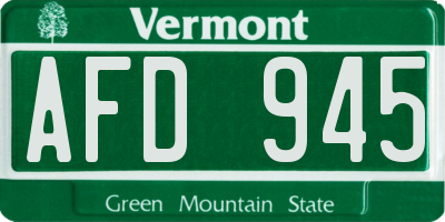 VT license plate AFD945