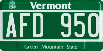 VT license plate AFD950