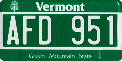VT license plate AFD951
