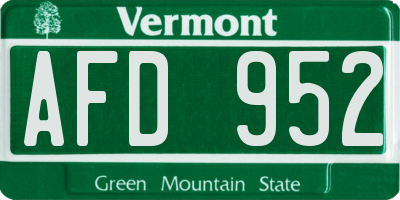 VT license plate AFD952
