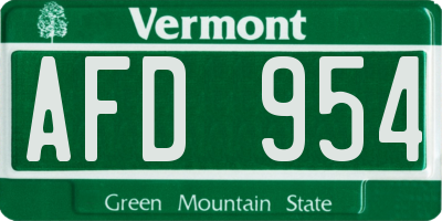 VT license plate AFD954
