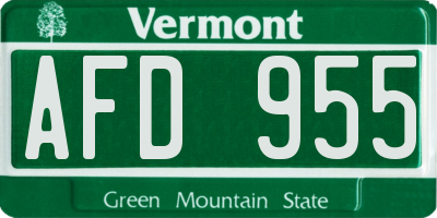 VT license plate AFD955
