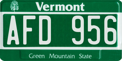VT license plate AFD956