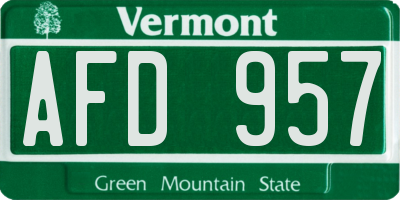 VT license plate AFD957