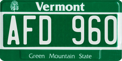 VT license plate AFD960