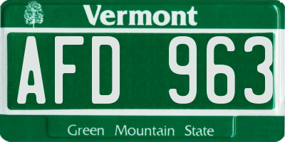 VT license plate AFD963
