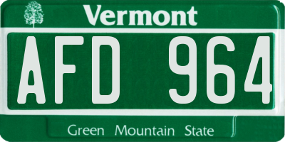VT license plate AFD964