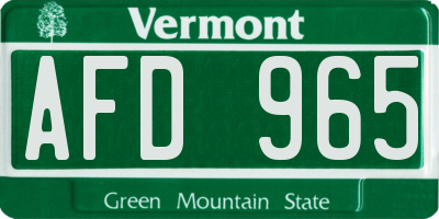 VT license plate AFD965