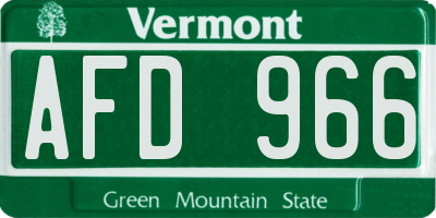 VT license plate AFD966