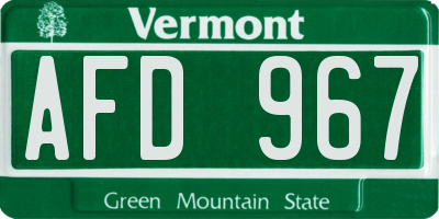 VT license plate AFD967