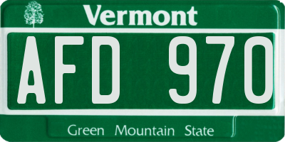 VT license plate AFD970