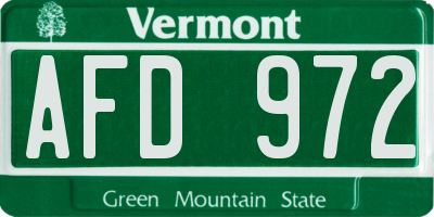 VT license plate AFD972