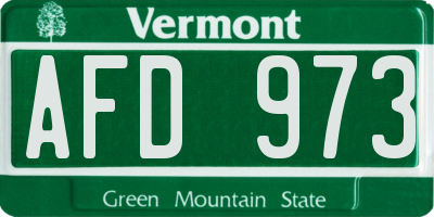 VT license plate AFD973