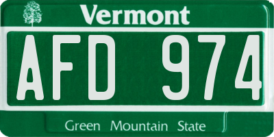 VT license plate AFD974