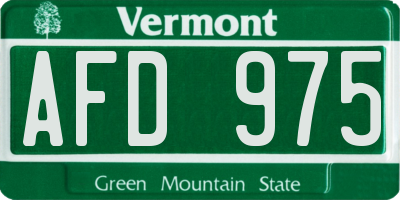 VT license plate AFD975