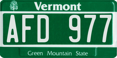 VT license plate AFD977