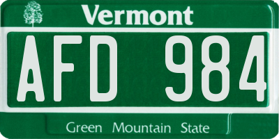 VT license plate AFD984