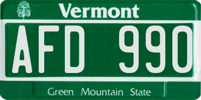 VT license plate AFD990