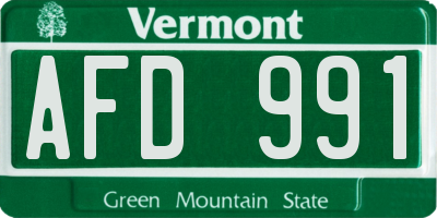 VT license plate AFD991