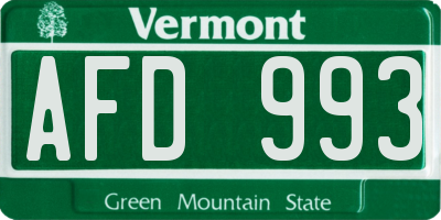 VT license plate AFD993