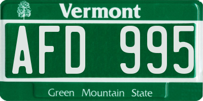 VT license plate AFD995