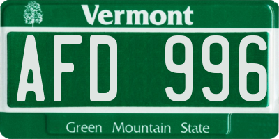 VT license plate AFD996