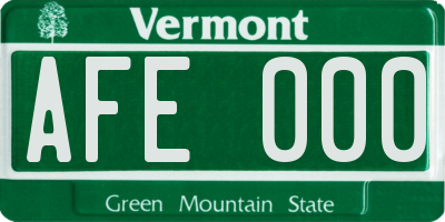 VT license plate AFE000