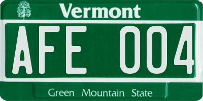 VT license plate AFE004