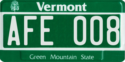 VT license plate AFE008