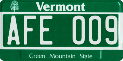 VT license plate AFE009