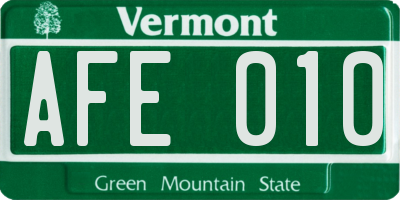 VT license plate AFE010