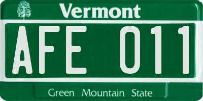 VT license plate AFE011